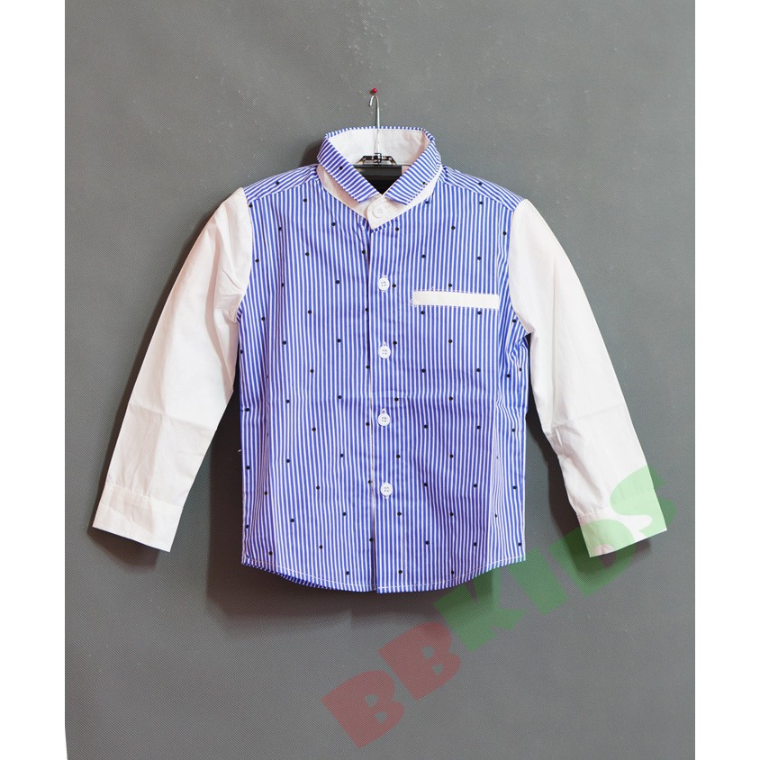 Áo sơ mi bé trai tay dài phối sọc