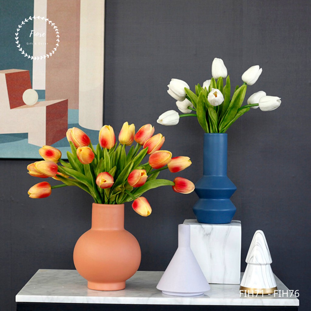 Bó 10 bông Tulip giả trang trí nhà, decor phòng khách, đạo cụ chụp ảnh, cắm lọ cực xinh