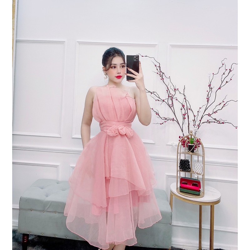Đầm dự tiệc xếp tầng cúp ngực hoa eo TRIPBLE T DRESS - MS17Y- Size M/L