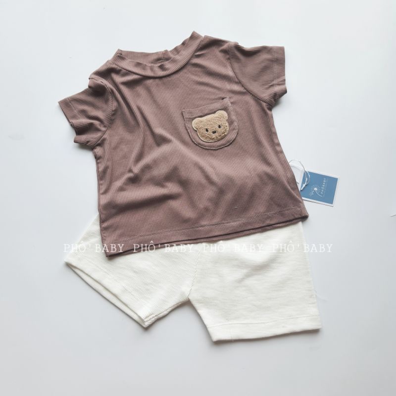 Bộ gấu thun tắm mềm mịn, mát cho bé dễ thương