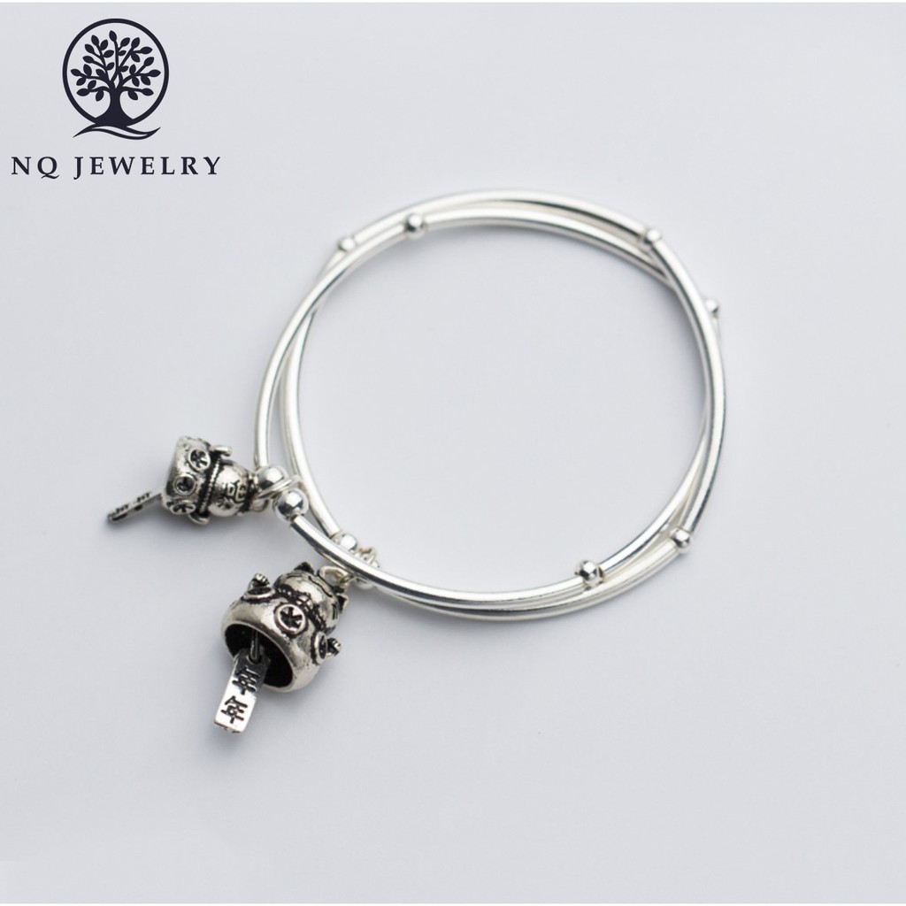 Lắc bạc charm mèo thần tài - NQ Jewelry
