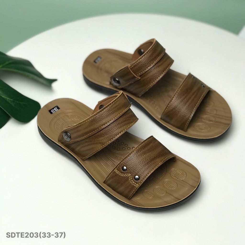 Sandal bé trai BQ 33-37 ❤️FREESHIP❤️ Dép quai hậu học sinh quai lật bằng da PU SDTE203