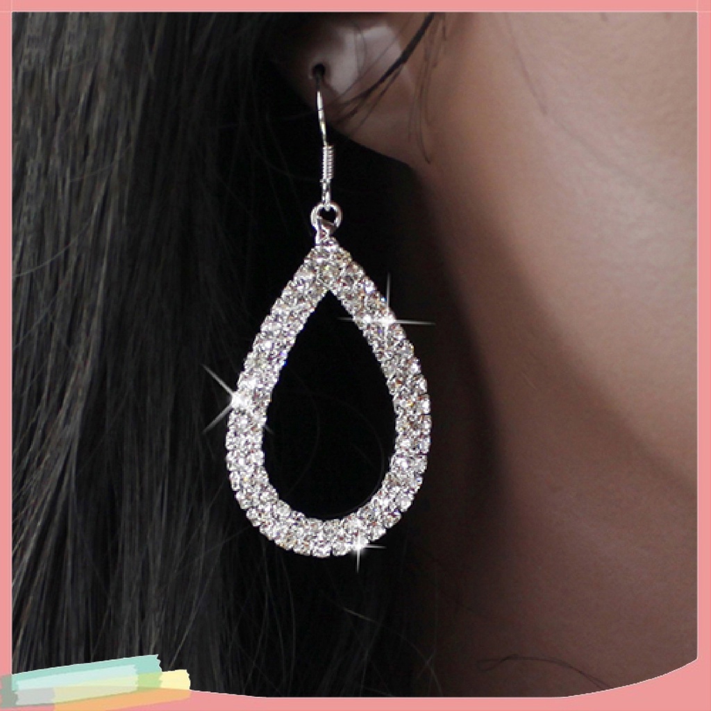 [LK] - - Bông Tai Dạng Vòng Hình Giọt Nước Tinh Tế Thoải Mái Trang Trí Lễ Hội