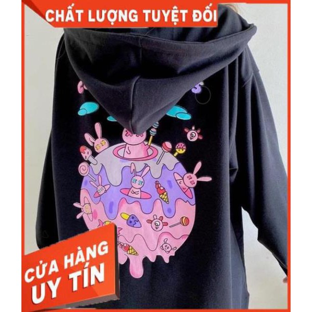 [Ảnh Thật] Áo Khoác Nỉ Bông In Thỏ Bad.Raabbit Unisex Chất Đẹp | BigBuy360 - bigbuy360.vn