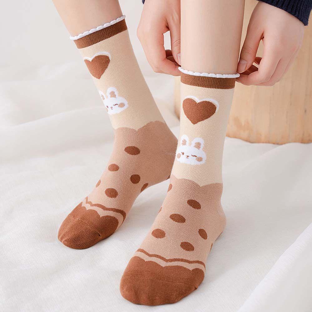 Vớ Thể Thao Thoáng Khí Họa Tiết Kẻ Sọc / Gấu Hoạt Hình Phong Cách Harajuku Cho Nữ