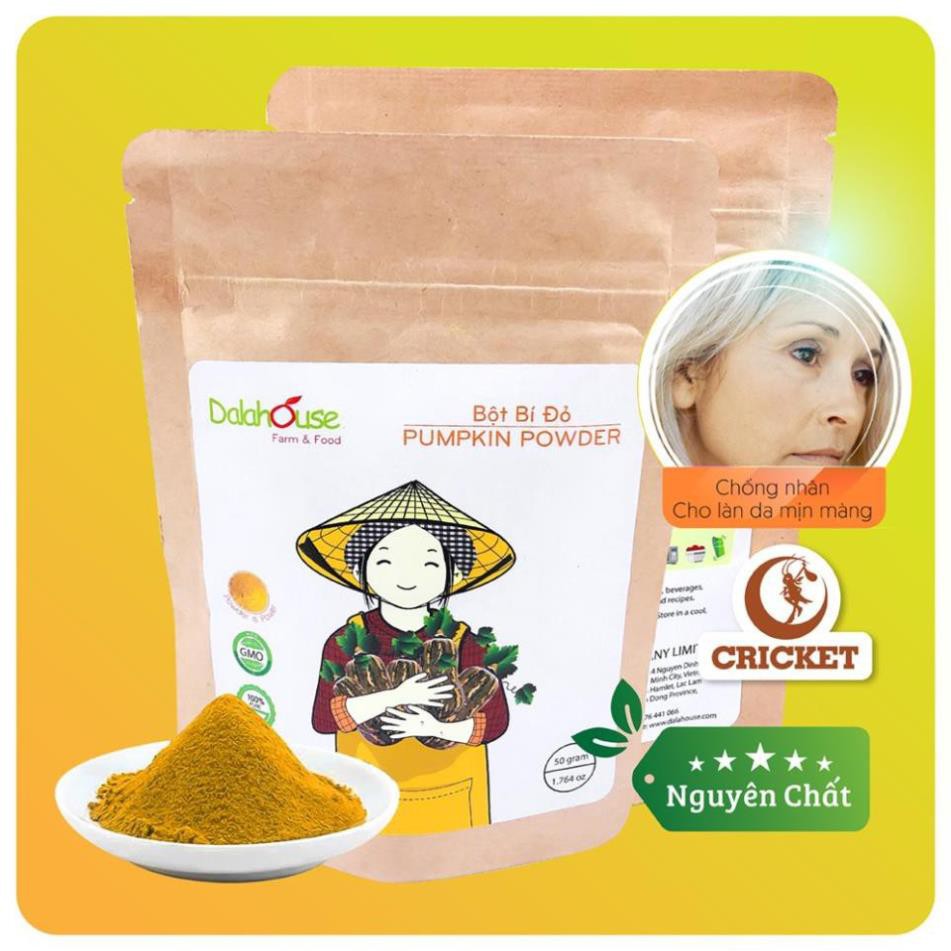 Bột Bí Đỏ Nguyên Chất Dalahouse 50gr - Đơn hàng từ 150k được tặng 1 Tai Nấm Linh Chi Đỏ loại 1