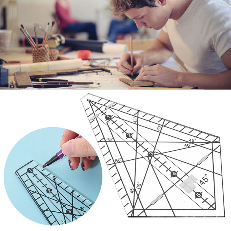 Pcf * 2 Cái Thước Vẽ Nghệ Thuật 22.5° &amp; 45°Bộ Thước Kẻ Và Thước Kẻ Dùng Trong May Vá