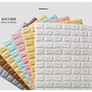10 Miếng xốp dán tường 3D giả gạch 💕FREESHIP💕 rẻ đẹp - Tấm mút dán ốp tường trang trí phòng khách, phòng ngủ 70X77cm