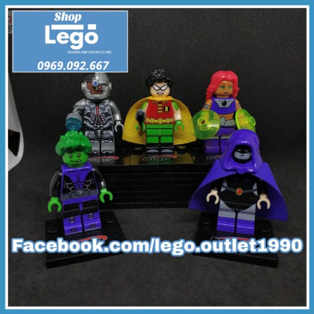 Xếp hình Young Justice League Teen Titans Robin - Cyborg - Beast Boy
- Starfire
- Raven Lego Minifigures Kopf KF6049