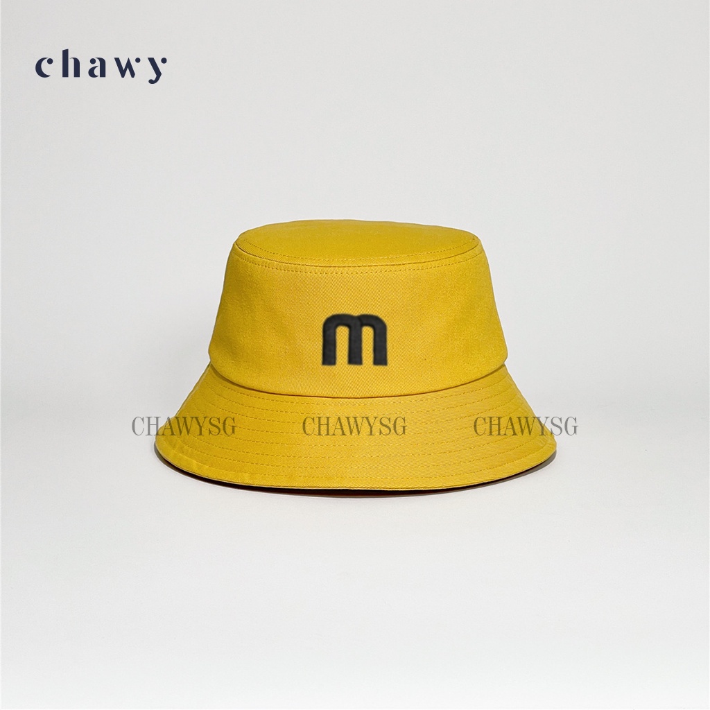 Mũ bucket vành tròn 2 mặt thêu chữ M, nón bucket chất kaki cao cấp thời trang form unisex Chawy.SG