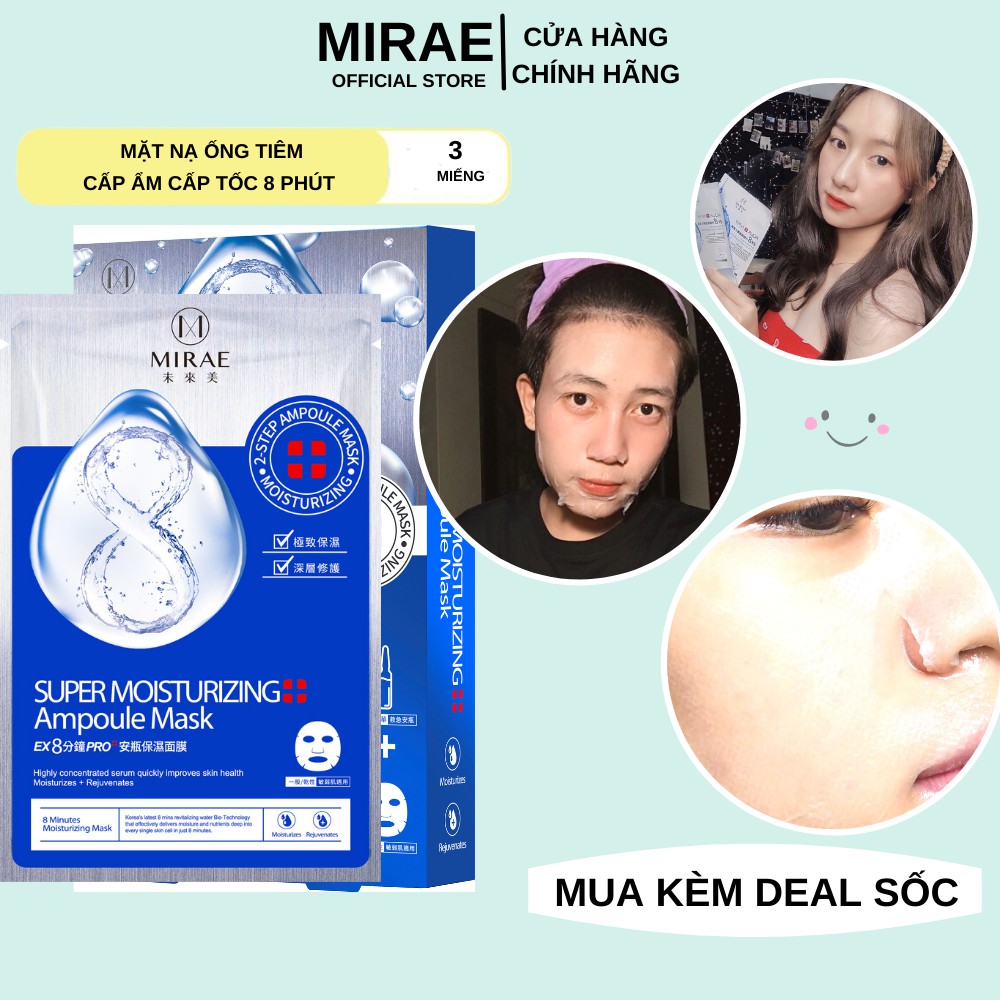 Mặt nạ ống tiêm cấp ẩm MIRAE cải thiện da khô giúp da căng mịn sáng bóng 1.5ml/ống, 20ml / miếng