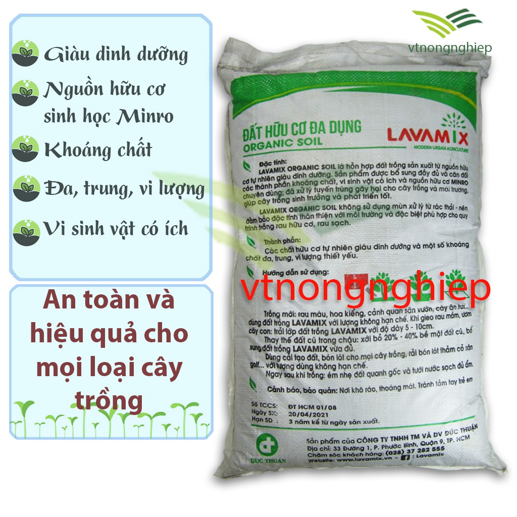 Đất sạch trồng rau, hoa kiểng Lavamix 20dm tiện lợi, dễ sử dụng