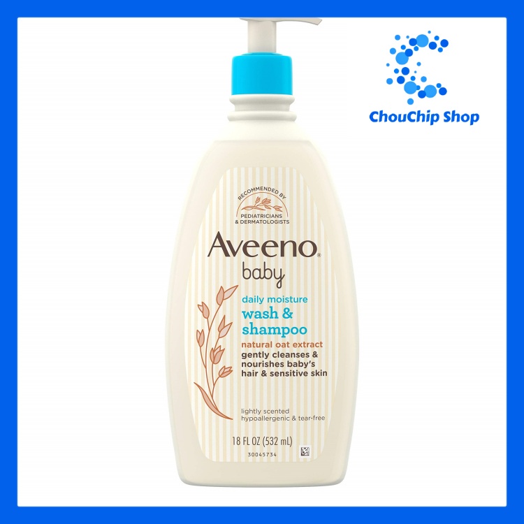 Sữa tắm gội cho bé da nhạy cảm Aveeno Baby Daily Moisture Gentle Bath Wash & Shampoo 532ml