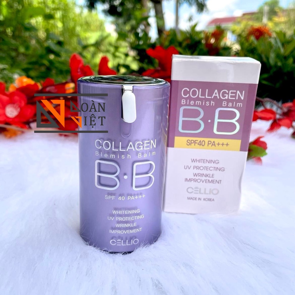 Kem Nền BB Collagen Cellio Chính Hãng - Hàn Quốc - Kem Nền Cellio Collagen Blemish Balm BB Spf 40 Pa+++ Hàng Xịn