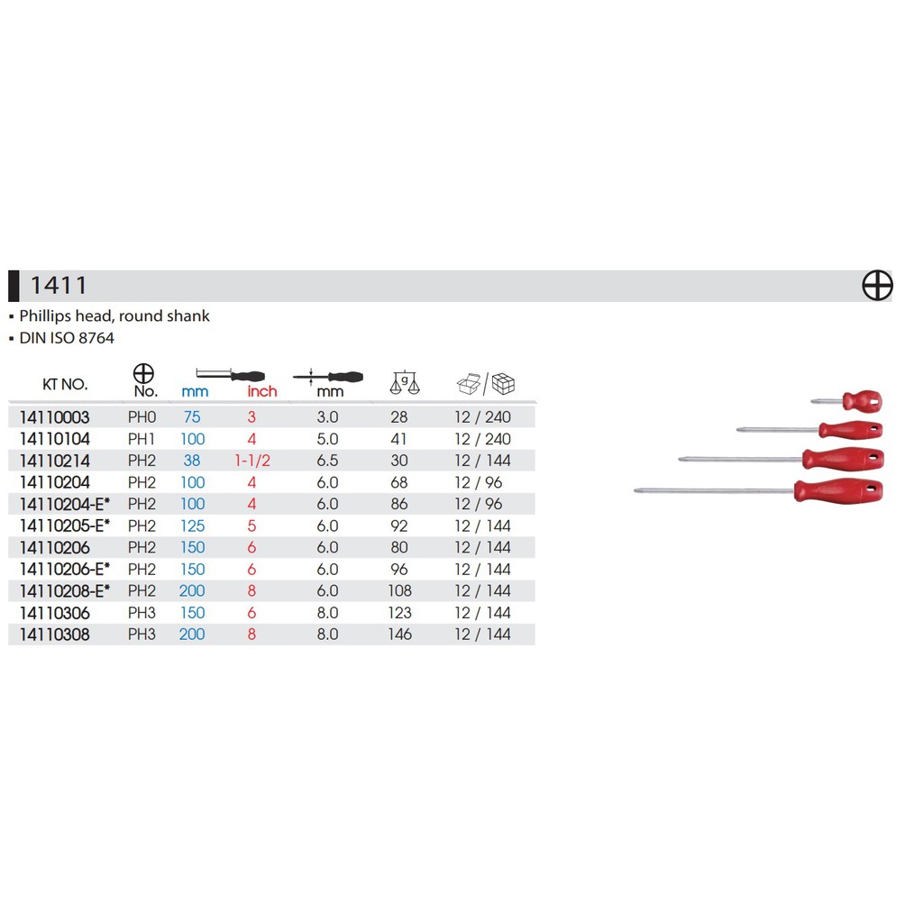 Tua vít đầu bake PH1,PH2,PH3 Kingtony 14110214