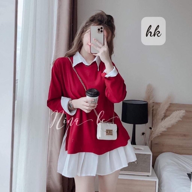 Sét váy gile đỏ HSU1