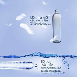 [CHE TÊN] Bao cao su Durex Invisible Extra Thin Extra Sensitive 3 bao