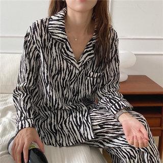 Kii Wii  Bộ đồ ngủ pijama tay dài in họa tiết ngựa vằn thời trang cho phái nữ