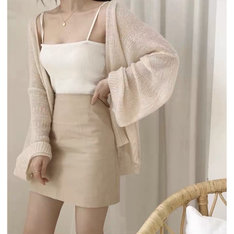 [Ảnh thật/Video]Áo Khoác Cardigan Len Dệt Kim, Áo Khoác Nữ Cardigan Mỏng Sexy