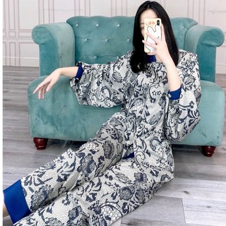 Bộ ngủ lụa Pizama hoạ tiết P209 hàng cao cấp