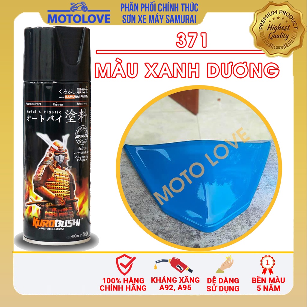 Sơn samurai màu xanh dương 371 - chai sơn xịt chuyên dụng dành cho sơn xe máy