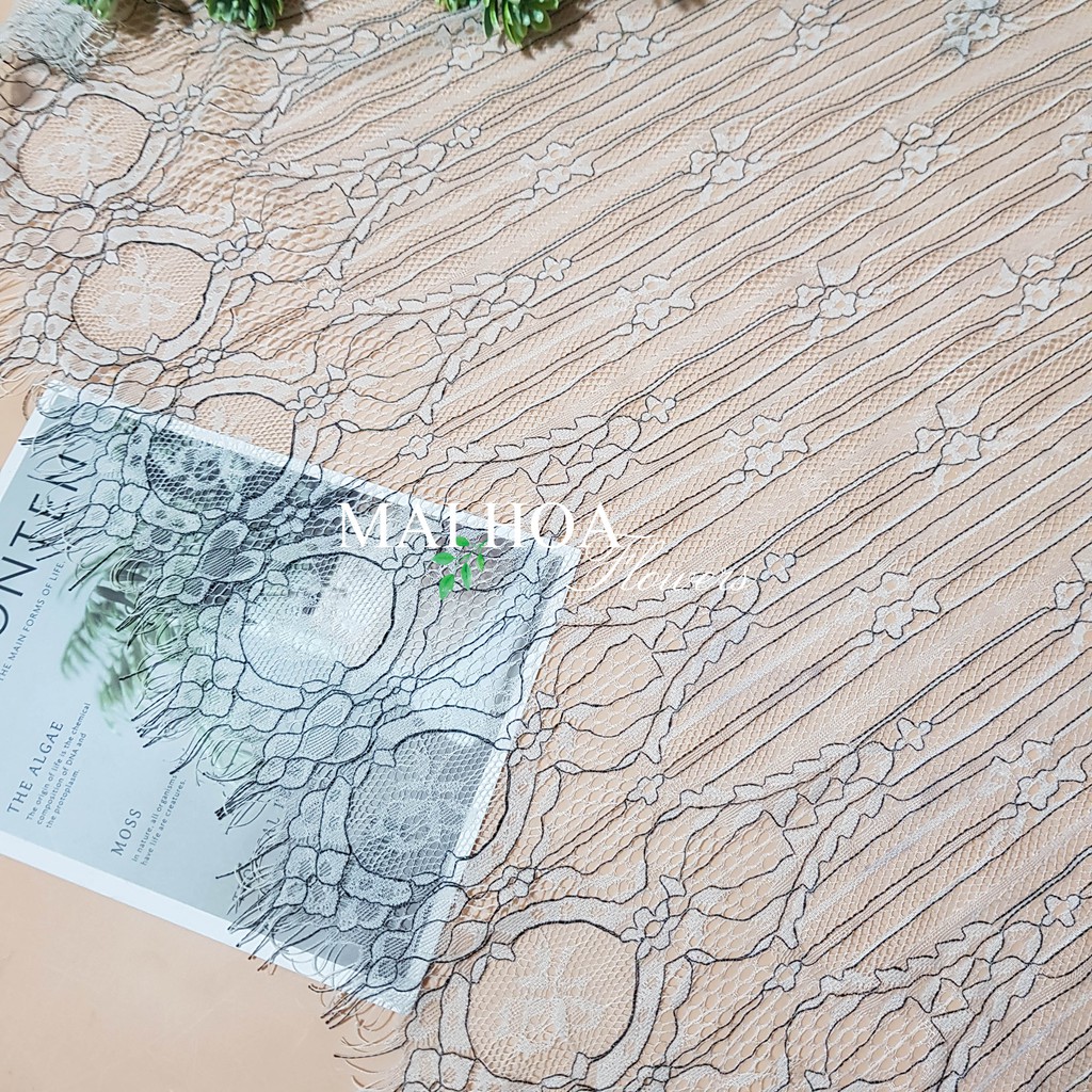 (Thanh lý) Vải ren may áo váy màu ghi chất mềm mại mỏng rủ đẹp có vết lỗi nhẹ Maihoaflower