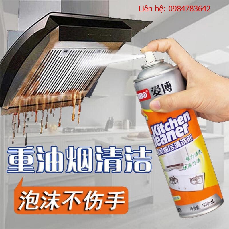 Bình Xịt Tẩy Rửa Dầu Mỡ Vệ Sinh Nhà Bếp Đa Năng 500ML - Dạng Bọt Tuyết An Toàn, Tiện Dụng