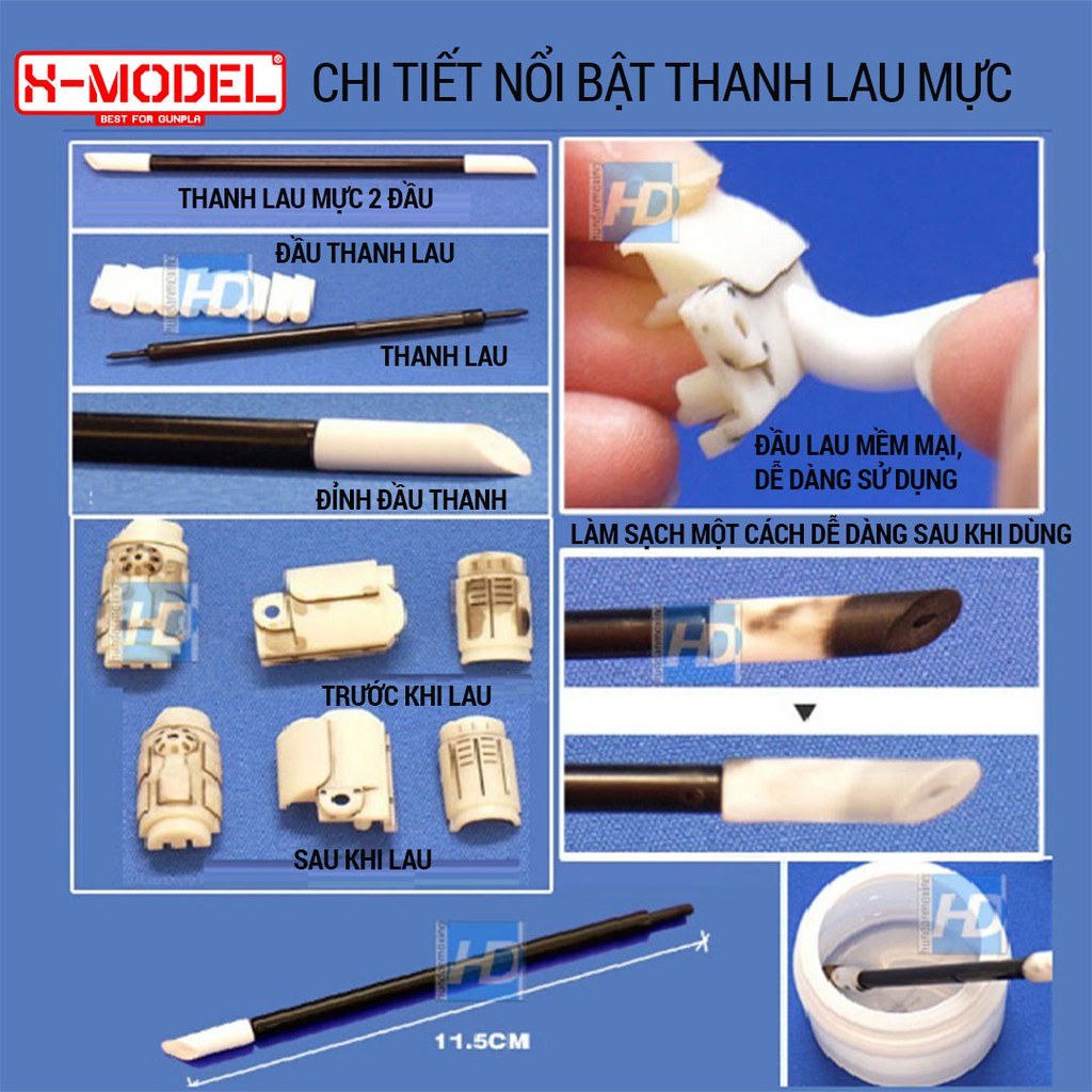 Dụng cụ XMODEL hỗ trợ lắp ráp mô hình gundam chuyên dụng thanh lau mực không để lại vết xước khi lau, nhỏ gọn, tiện dụng