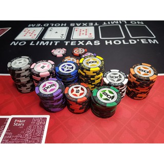 Cọc 25 phỉnh lẻ có số, chip poker lẻ Ngôi sao chất liệu đất nung lõi thép, xèng, xu chơi Poker casino