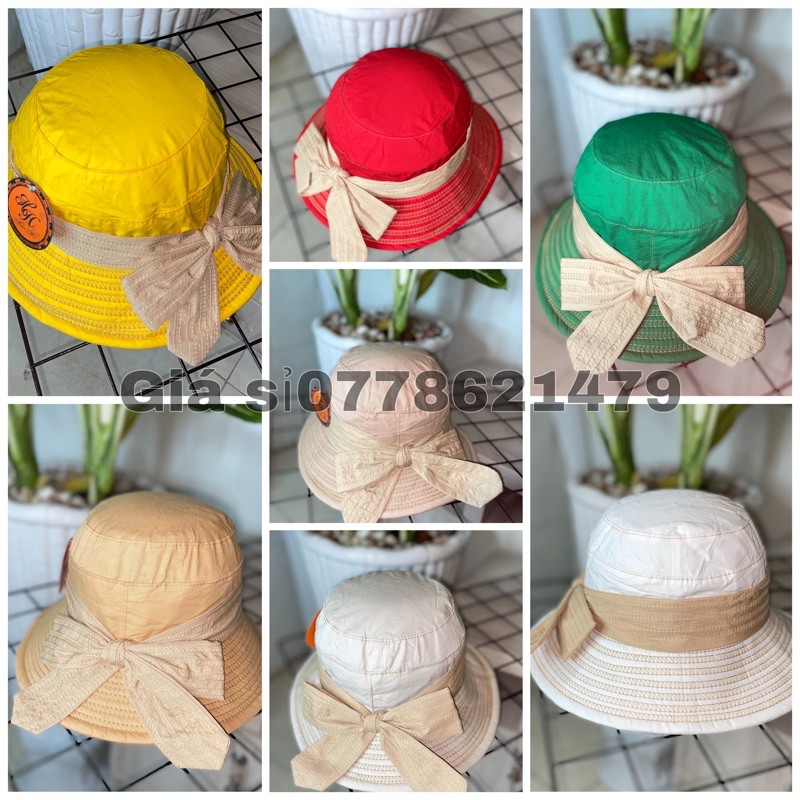 Mũ bo kaki goát cụp nơ vành nhỏ thời trang nữ