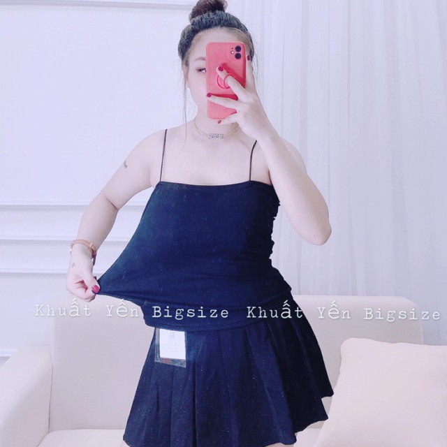 Áo 2 dây dáng dài❤Khuất Yến Bigsize❤ Áo 2 dây viền body khoét nách dáng ôm vừa sexy co giãn 4 chiều chất thun tăm caocấp