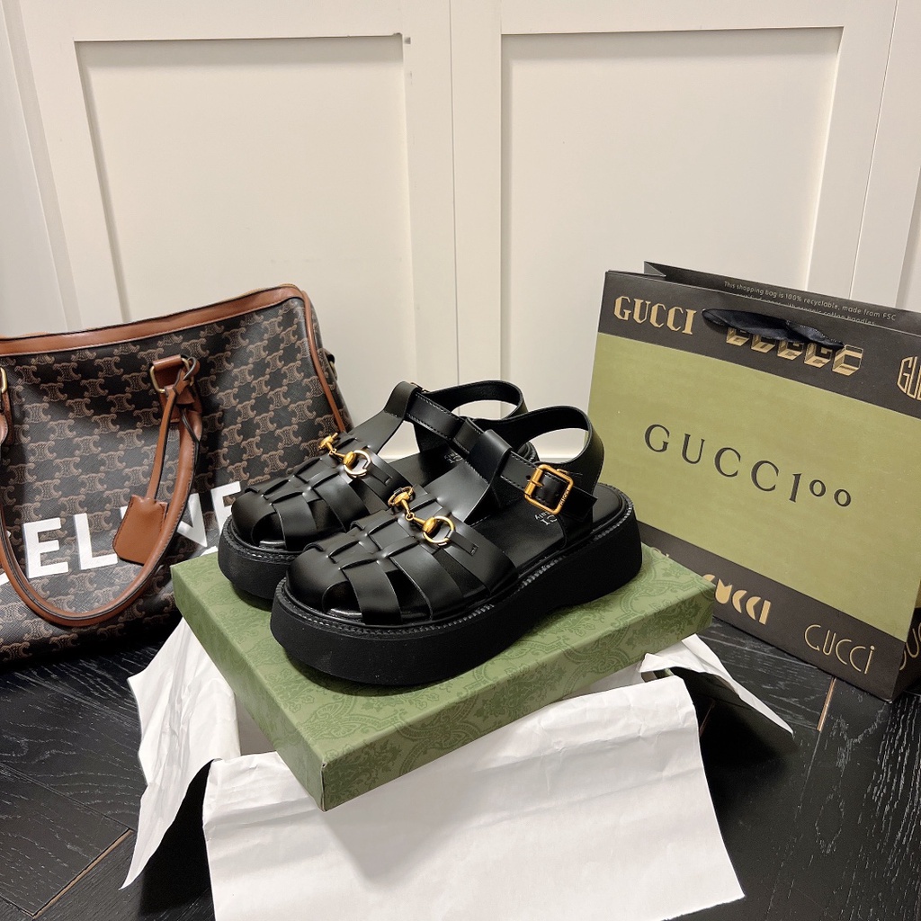 Xăng đan Gucci Đế Dày Hai Màu Thoáng Khí Thời Trang Xuân Hè Mới Nhất Cho Nữ