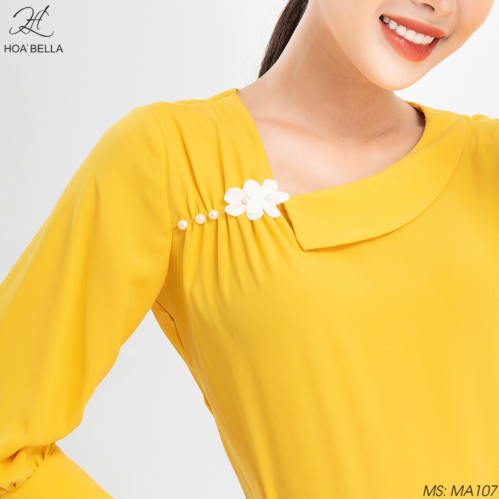 Áo Sơ Mi Nữ HOABELLA Tay Lỡ Dáng Cổ Thuyền Cách Điệu (MA107)