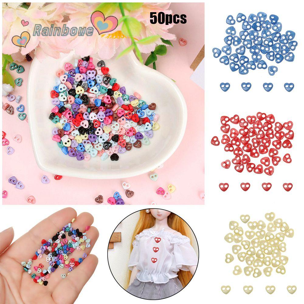 Set 50 Nút Áo Hình Trái Tim Nhiều Màu Sắc Xinh Xắn Dành Cho Búp Bê