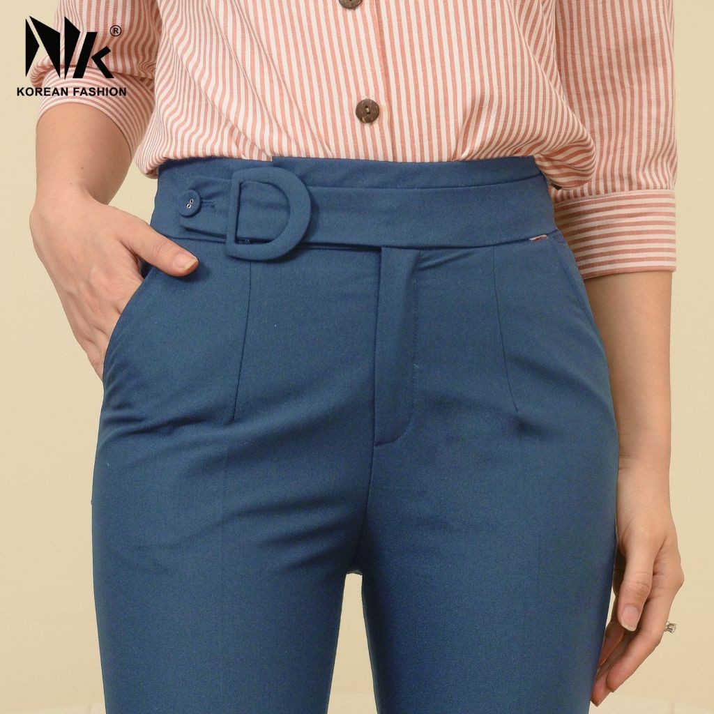 Quần Tây Nữ Công Sở NK Fashion Ống Đứng Cạp Cao Kèm Đai Bọc, Chất Liệu Nhập Hàn Siêu Mềm Mịn, Chống Nhăn Xù NKFQU2103009