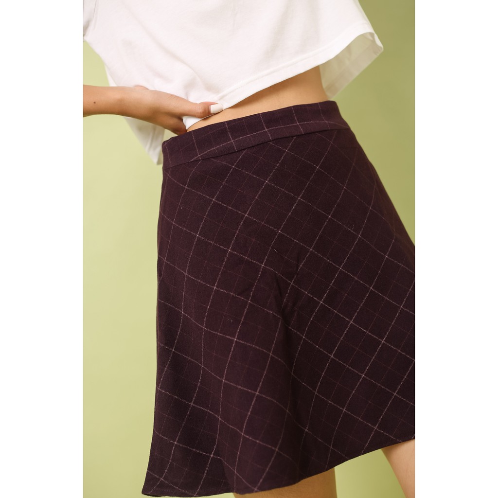 Chân váy nữ ngắn dáng xòe thời trang GAGO check a-line mini skort màu đỏ GO2973 | BigBuy360 - bigbuy360.vn