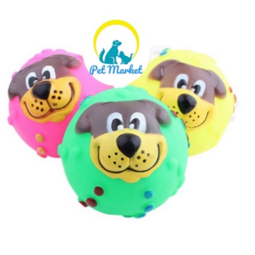 Bóng đồ chơi cho chó mèo hình mặt chó nhiều màu,cao su dẻo