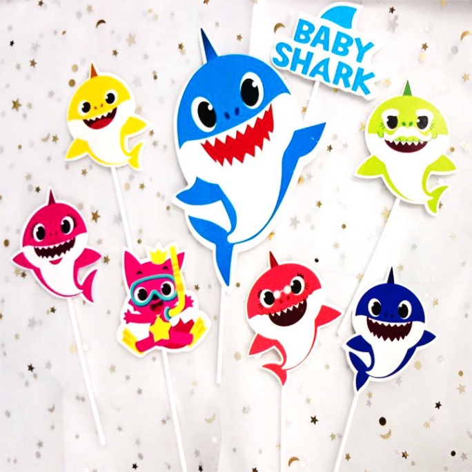 phụ kiện trang trí bánh kem [FREESHIP❤️] set căm baby shark