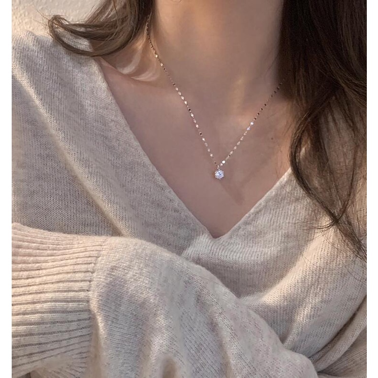 Vòng cổ Mặt Đá Zircon Đơn Giản Cổ Điển Cho Nữ