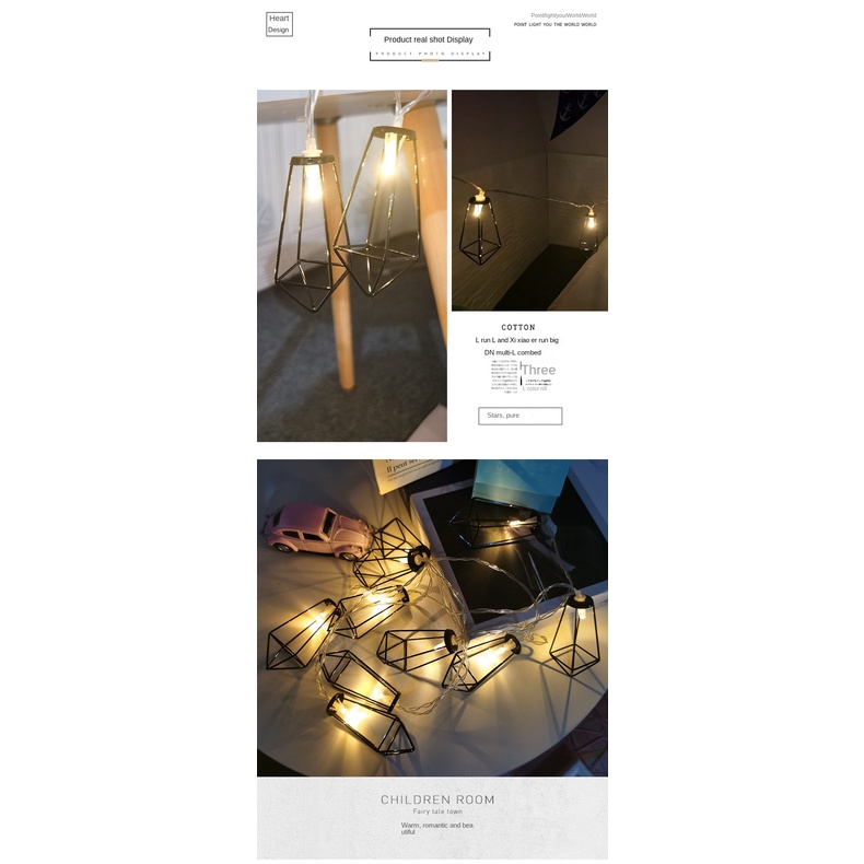 Dây Đèn led Bằng Sắt Hình Giọt Nước Màu Đen Phong Cách Mới Dùng Trang Trí