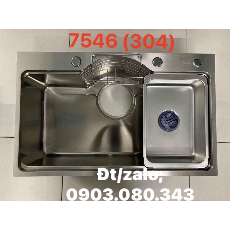 Chậu rửa chén bát 1 hộc loại to 750x460mm hàng dày loại đẹp chuẩn inox 304 100%