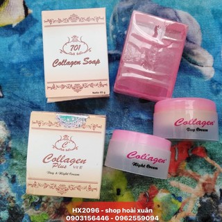 BỘ KEM COLLAGEN PLUS VIT E INDONESIA tái tạo da phục hồi da hư tổn loại bỏ mụn thâm và nám ( kèm soap rửa mặt) - HX2096