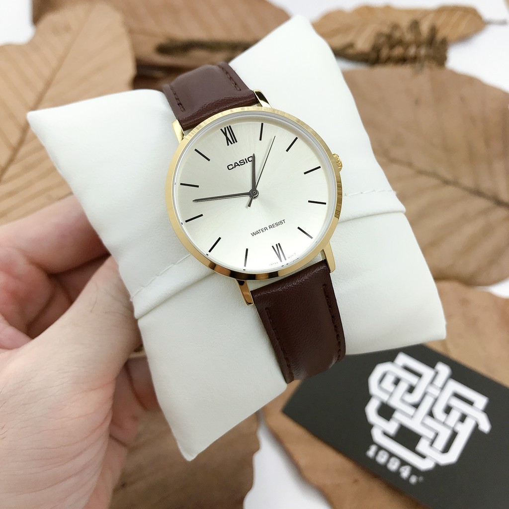 Đồng hồ nữ Casio LTP-VT01 / LTP-VT01GL-4B dây da, size 34mm, chống nước 50m, hàng chính hãng