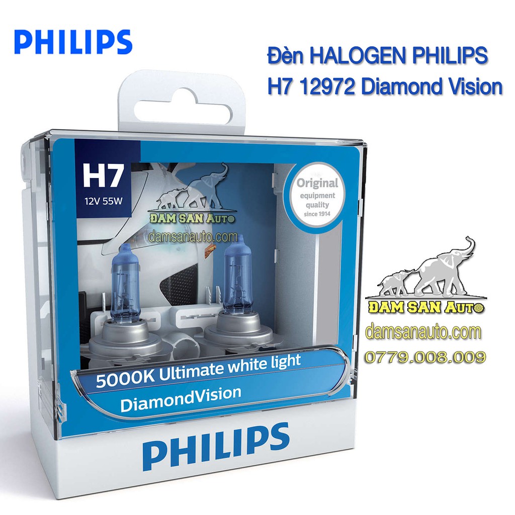Đèn ô tô PHILIPS Halogen H7 12972 Diamond Vision 5000K