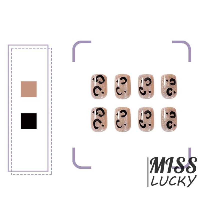 VN (Hàng Mới Về) Set 24 Móng Tay Giả Ngắn Họa Tiết Da Báo Thời Trang Cho Nữ