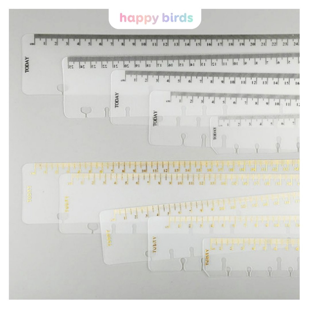 Thước gắn sổ còng A5 A6 B5 A4 nhựa mềm trong suốt phụ kiện sổ tay planner bullet journal HappyBirds