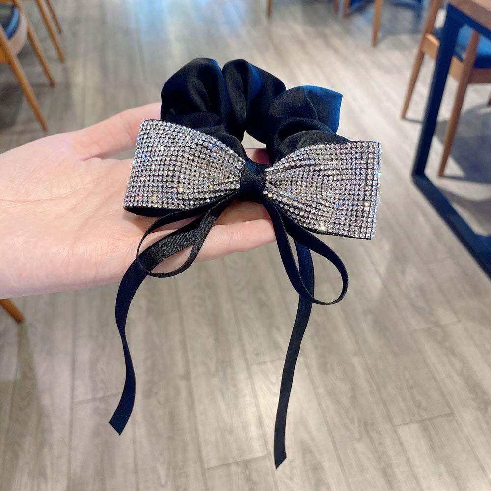 Dây Buộc Tóc Màu Đen Đính Nơ Lông Phong Cách Hàn Quốc Dễ Thương Cho Nữ