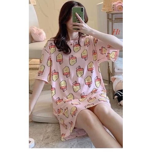 Váy ngủ kem hồng vàng H2V766