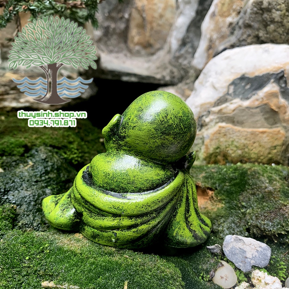 Chú tiểu dễ thương 8 cm trang trí tiểu cảnh sân vườn, phong thủy