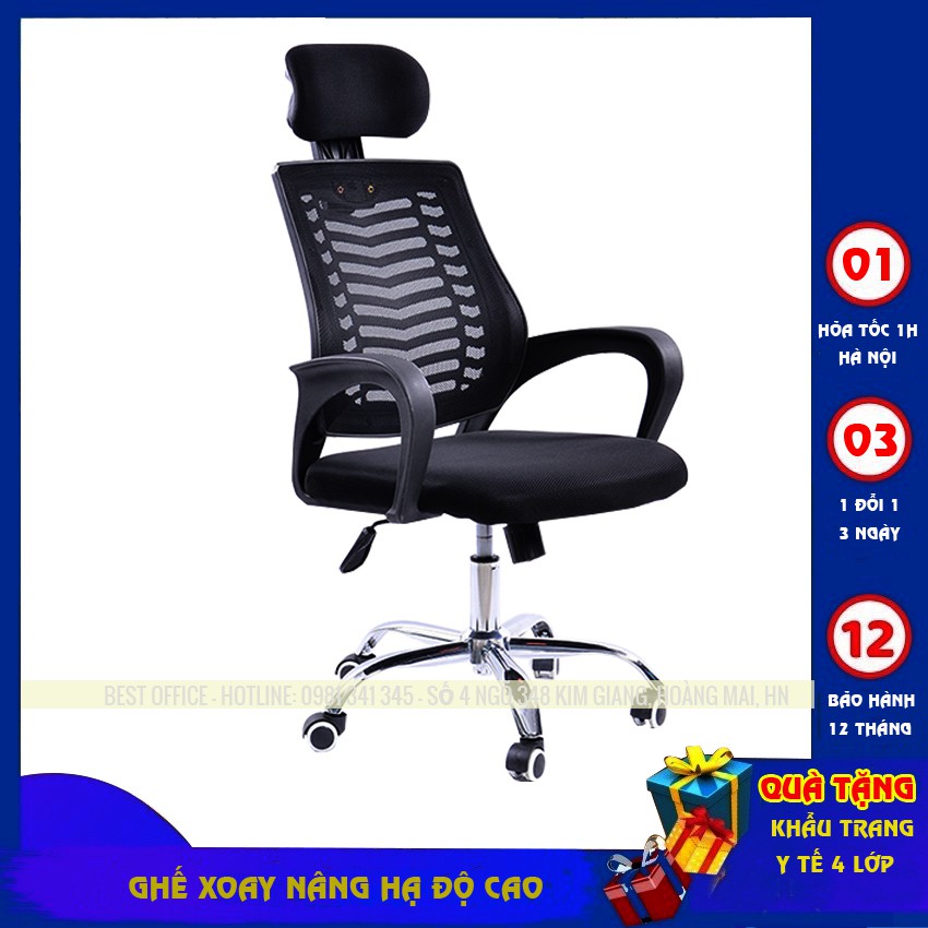 Ghế văn phòng - Ghế xoay tựa đầu cao cấp, BH12 THÁNG